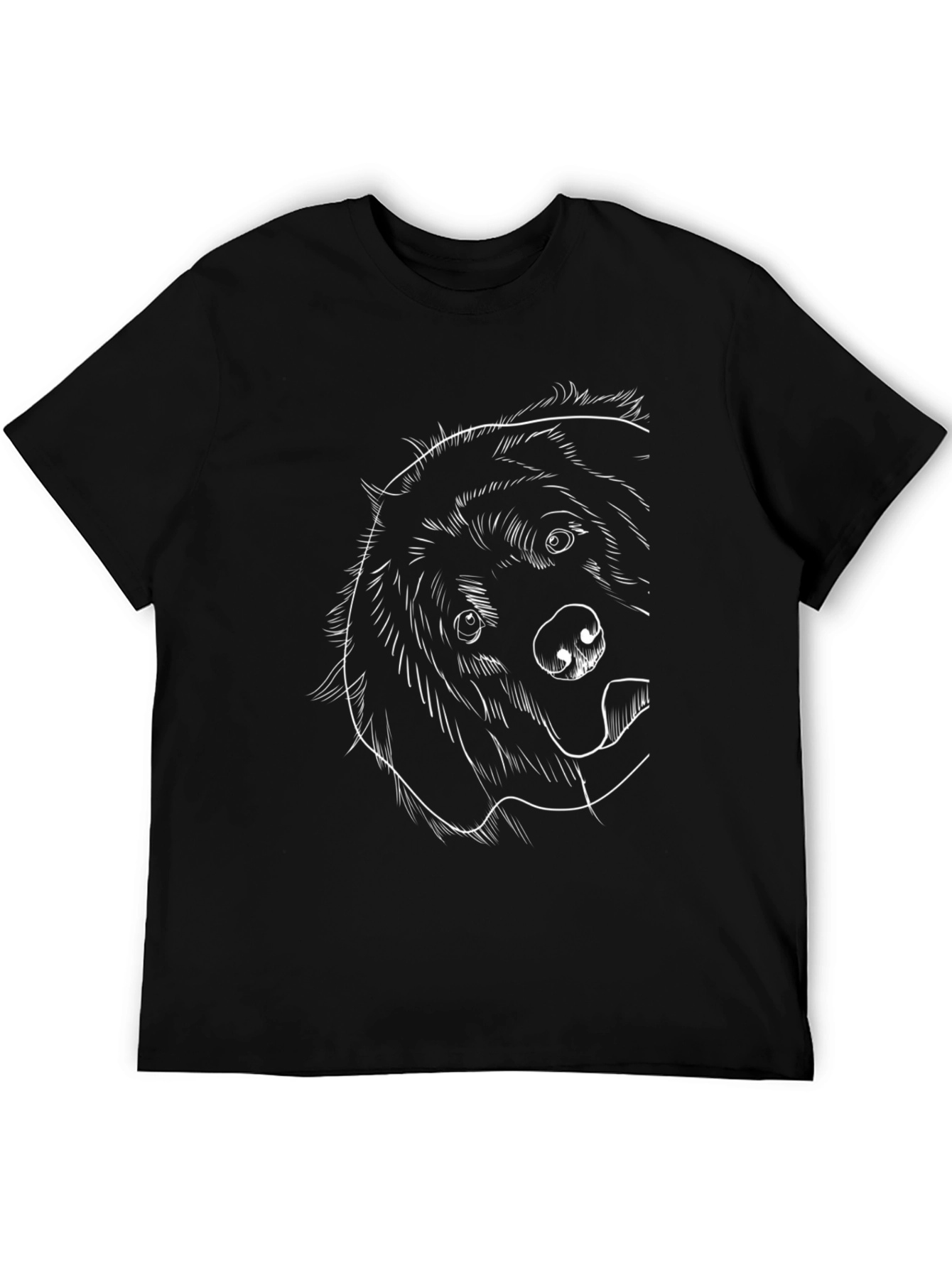Dog Sketch Black T-Shirt - Cool Animal Tee