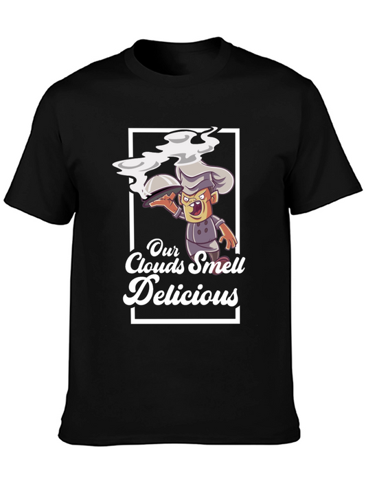 Our Clouds Smell Delicious T-Shirt Chef Cartoon Black