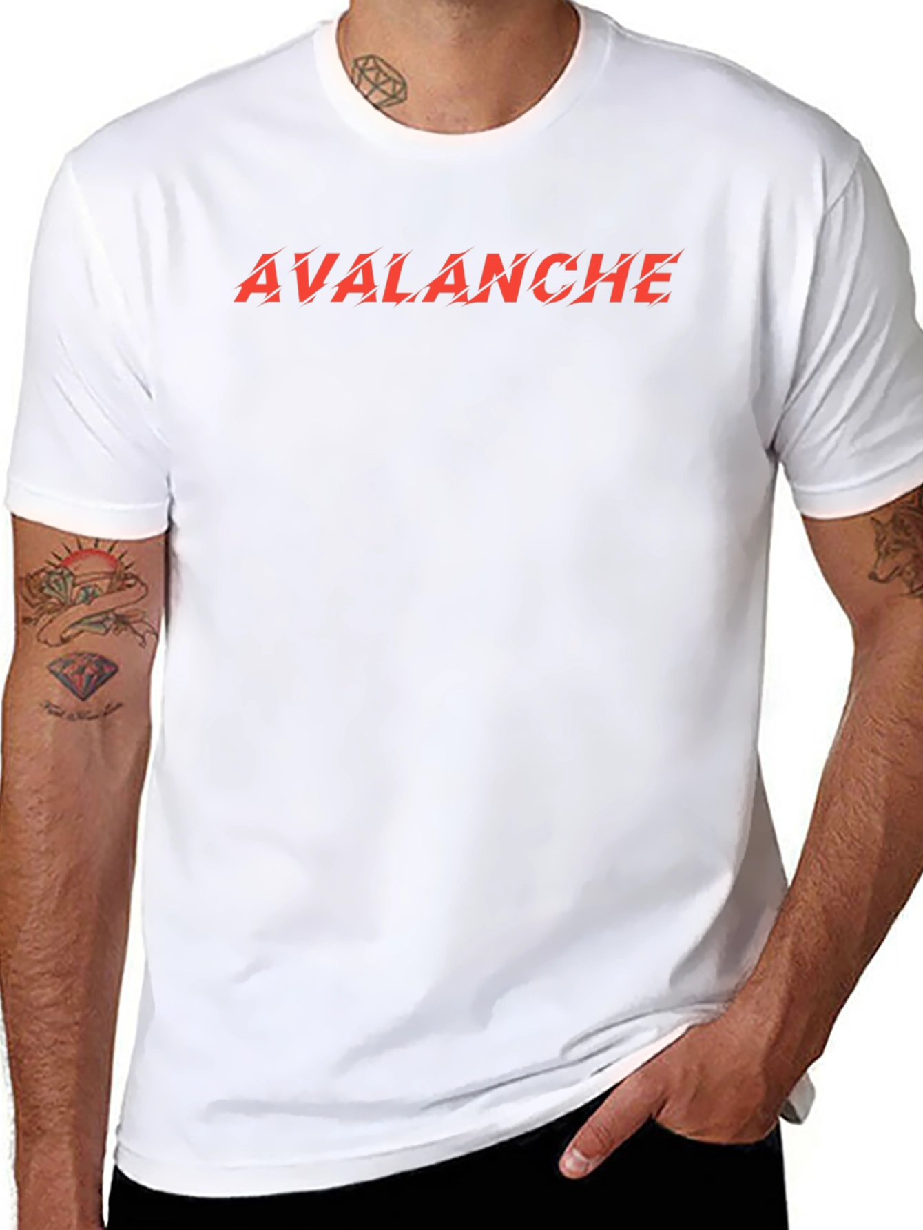 Avalanche Graphic Tee - Bold Red Print on Black