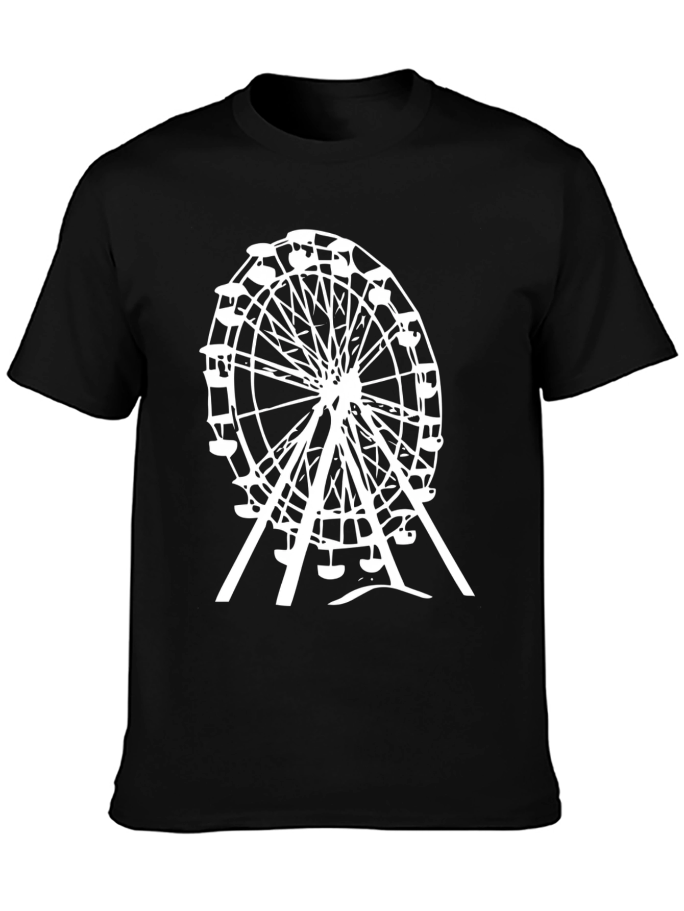 Ferris Wheel Graphic Tee - Black Cotton Casual Shirt