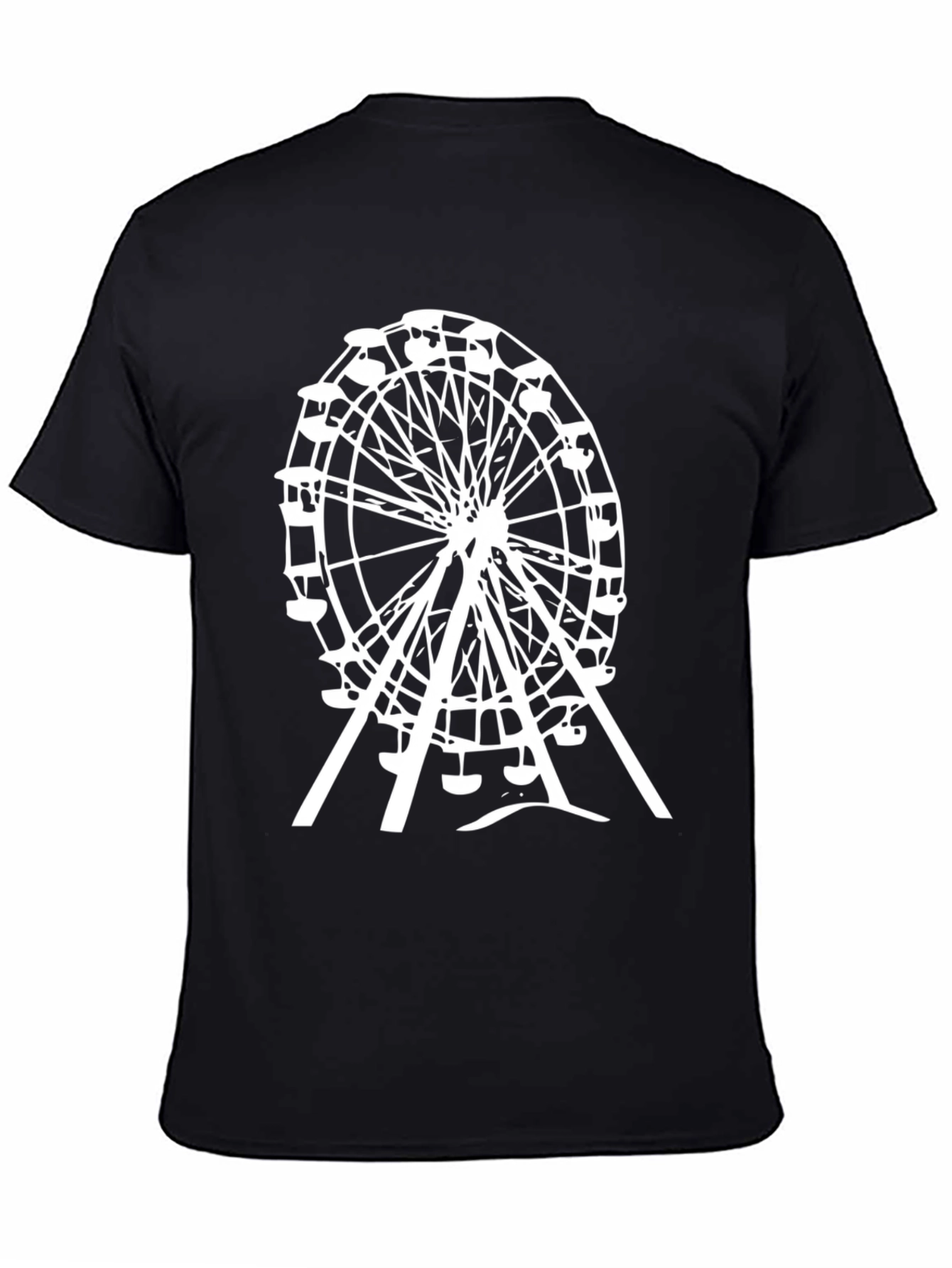 Ferris Wheel Graphic Tee - Black Cotton Casual Shirt