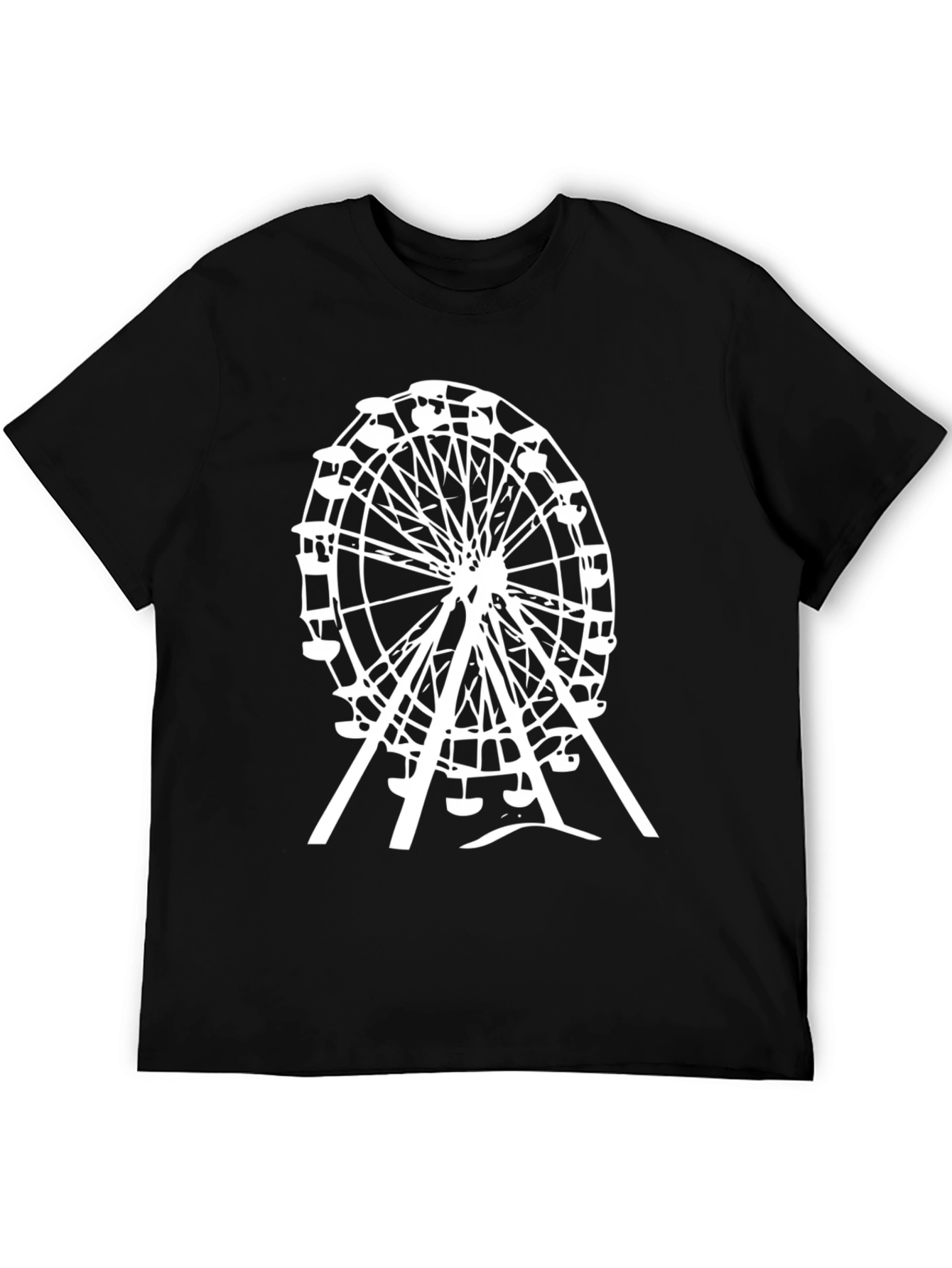 Ferris Wheel Graphic Tee - Black Cotton Casual Shirt