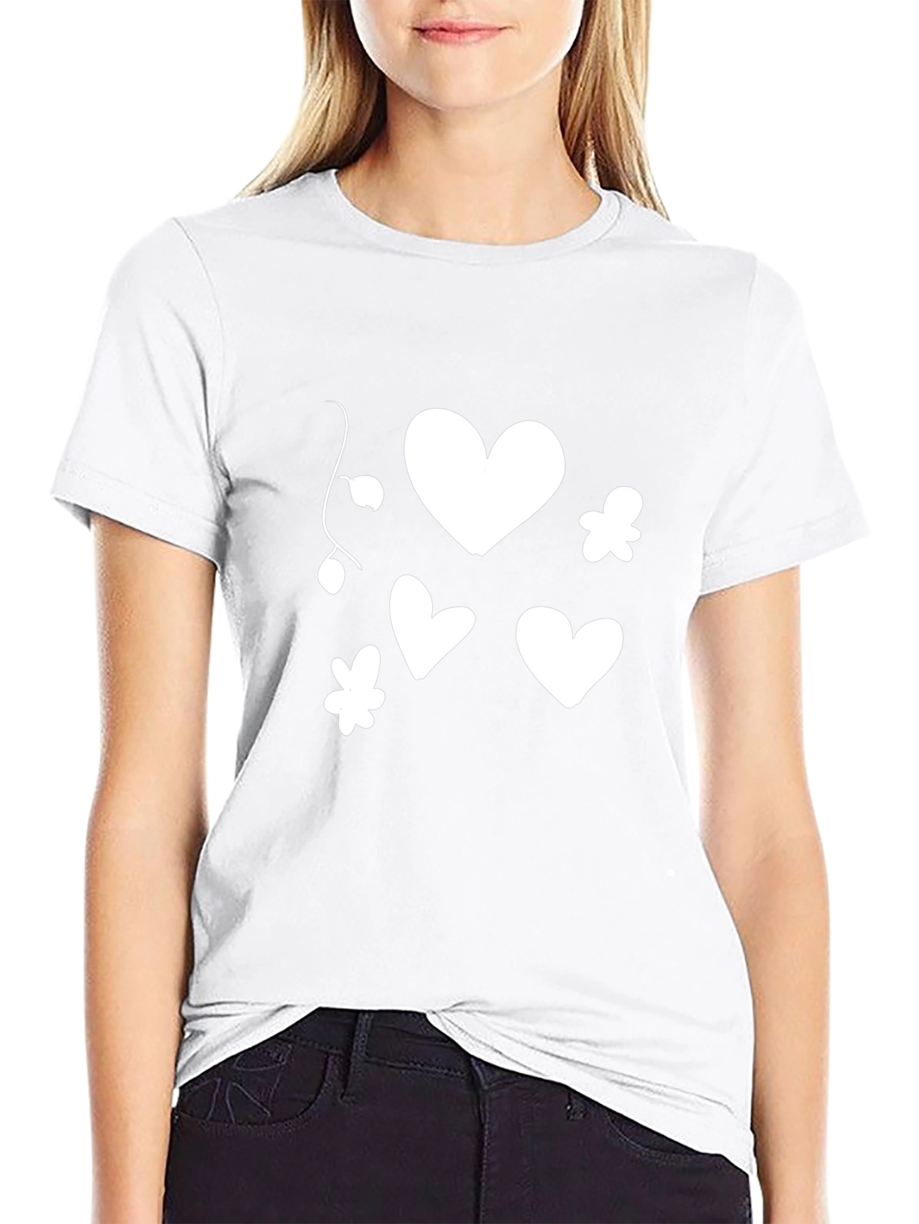 Heart & Flower Graphic Black T-Shirt