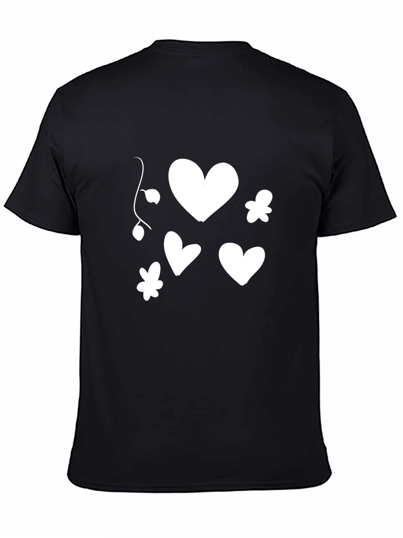 Heart & Flower Graphic Black T-Shirt