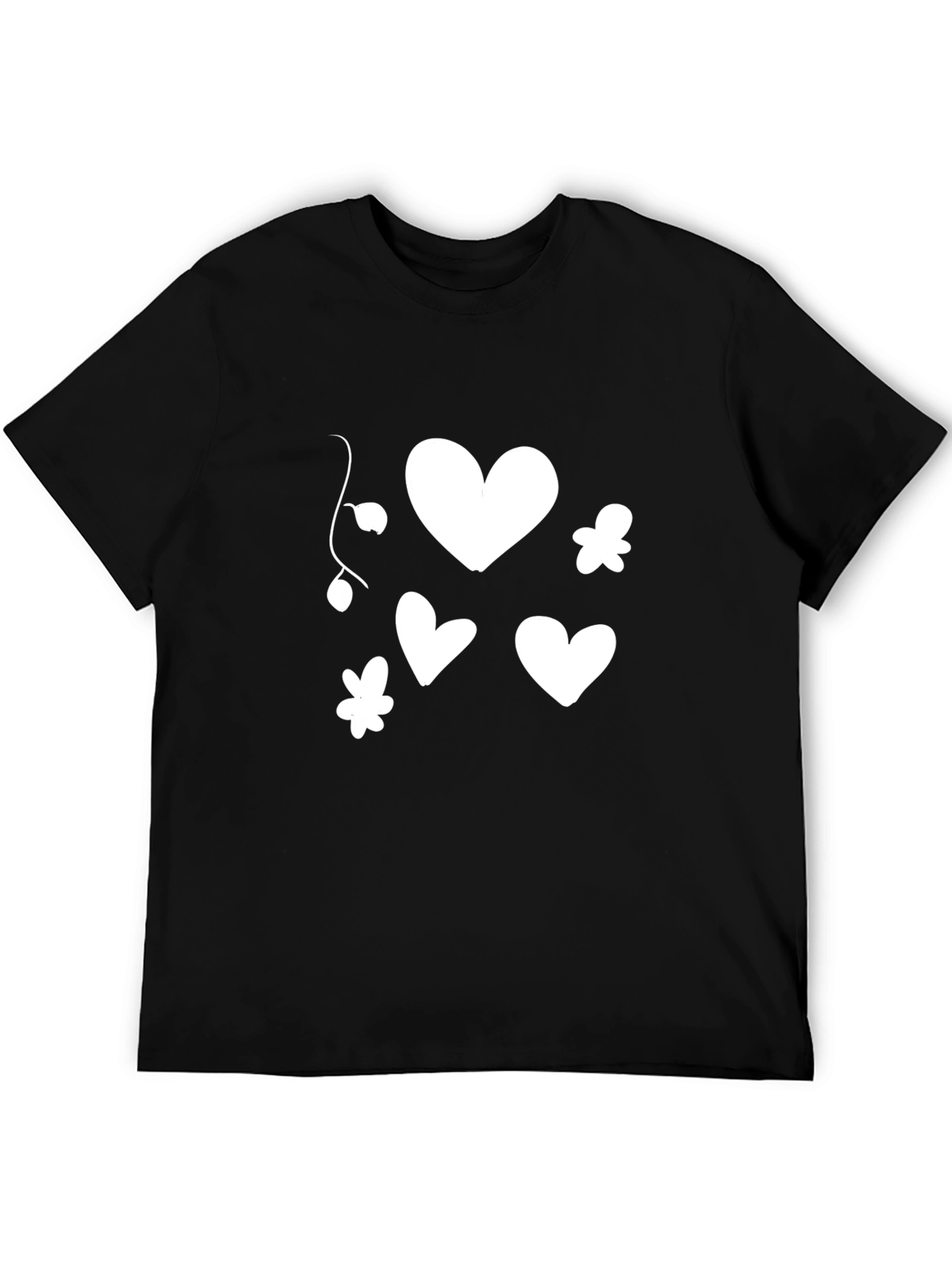 Heart & Flower Graphic Black T-Shirt
