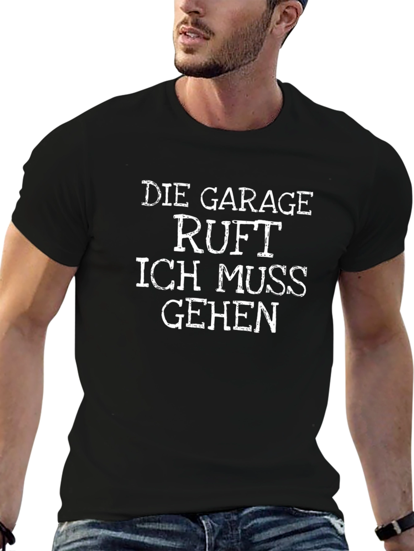 Die Garage Ruft Funny German T-Shirt
