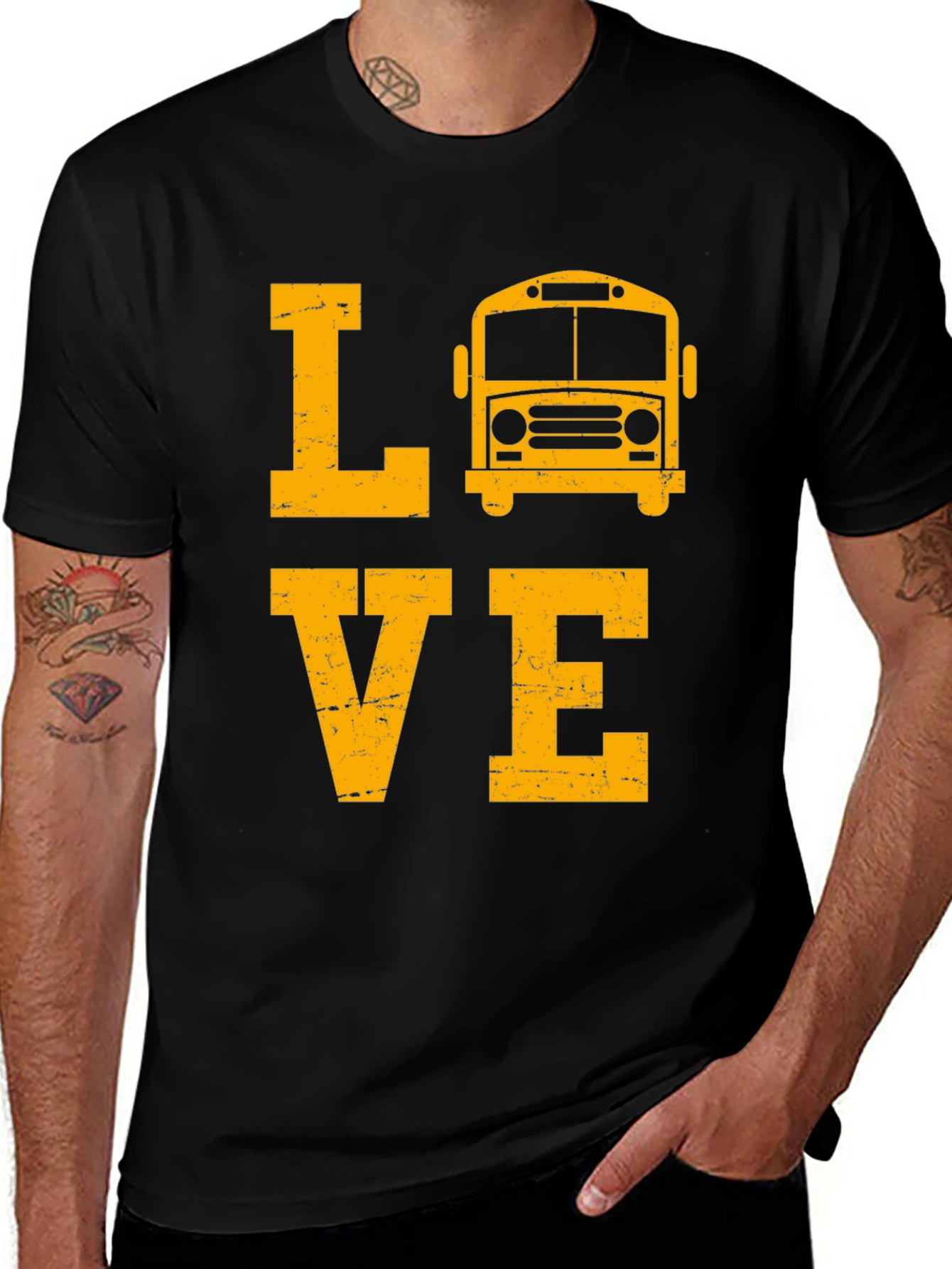 Love School Bus Black T-Shirt