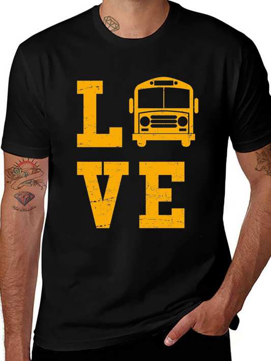 Love School Bus Black T-Shirt