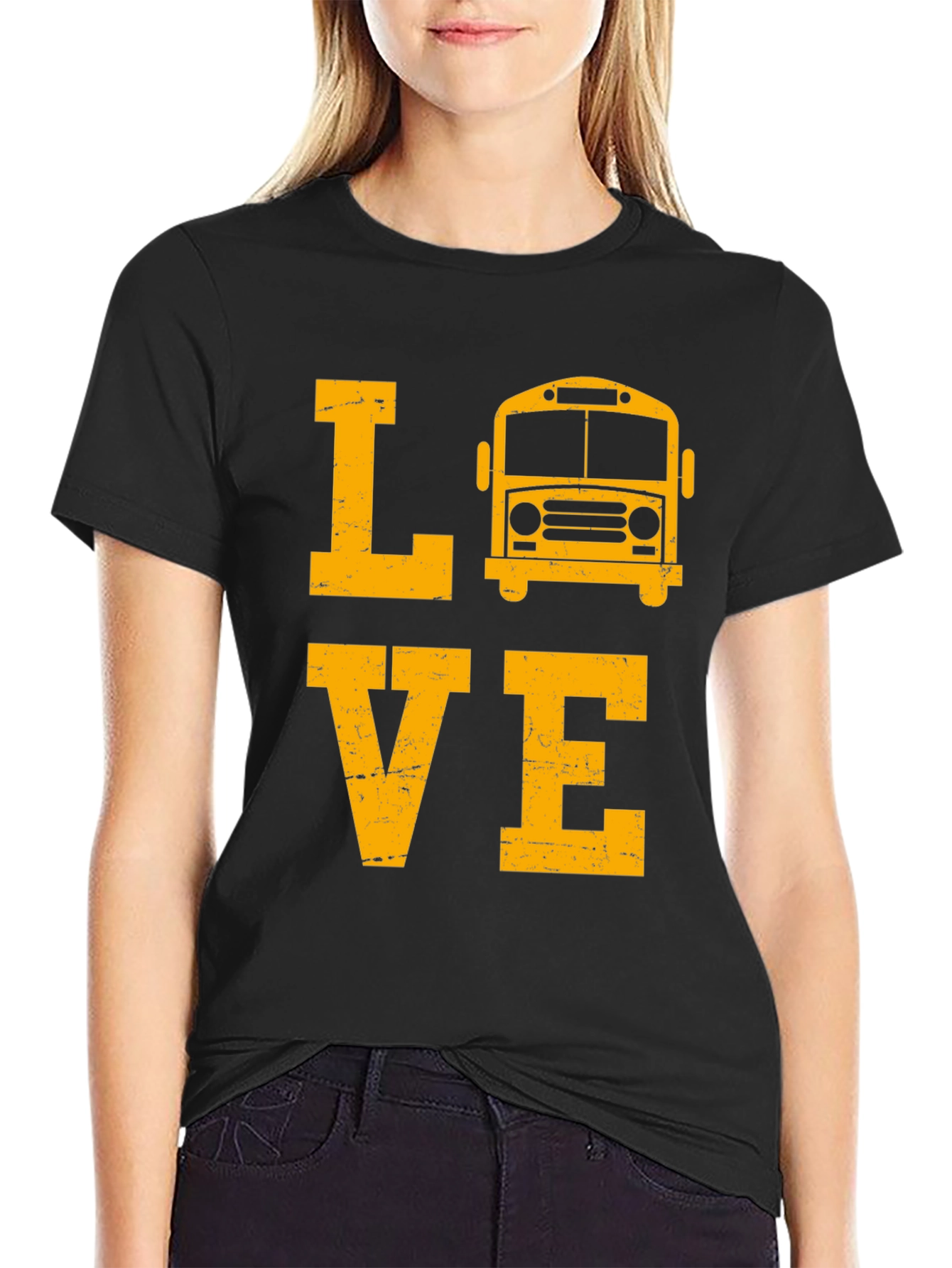 Love School Bus Black T-Shirt