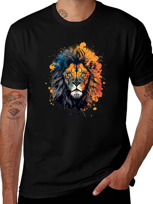 Lion Graphic Print Crew Neck T-Shirt