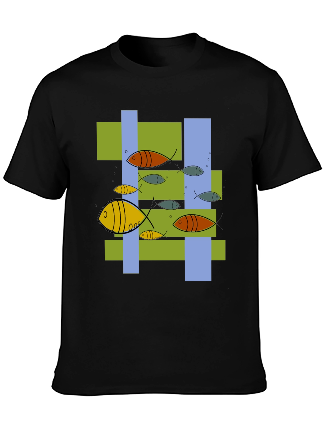 Modern Fish Graphic T-Shirt - Unique Abstract Design
