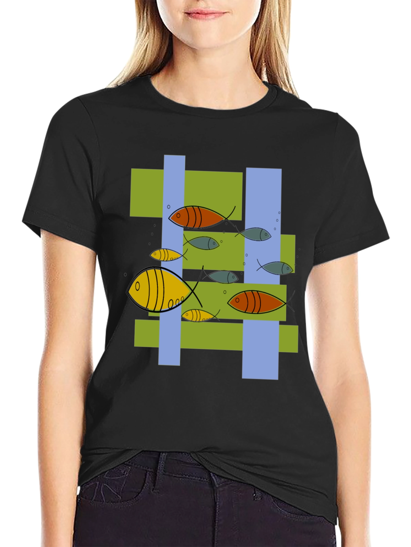 Modern Fish Graphic T-Shirt - Unique Abstract Design