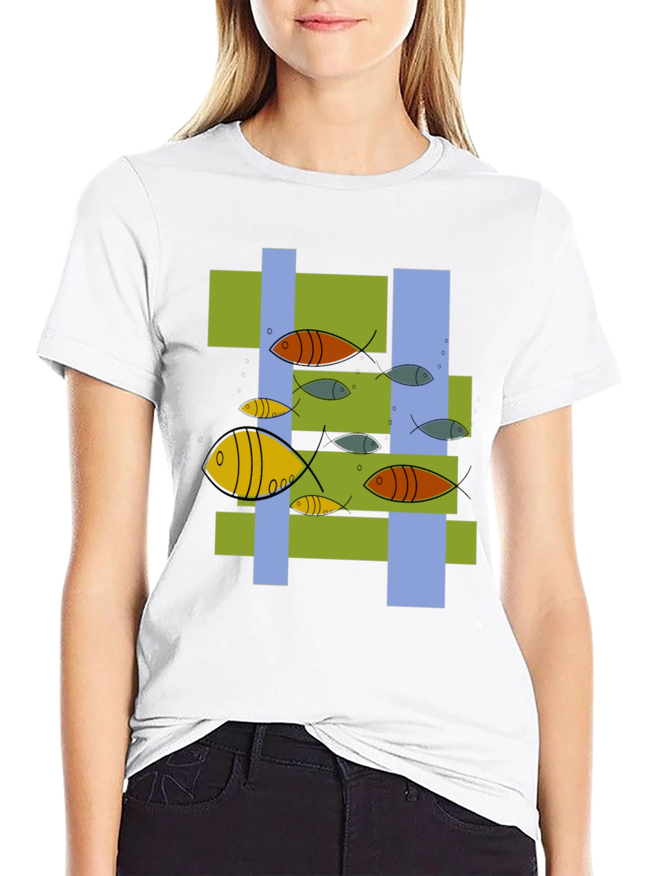 Modern Fish Graphic T-Shirt - Unique Abstract Design