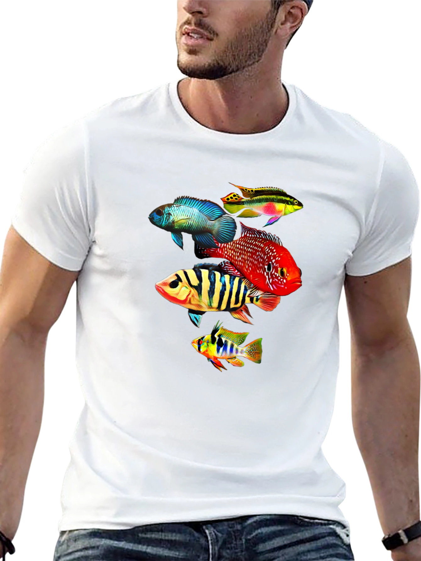 Colorful Fish Graphic T-Shirt