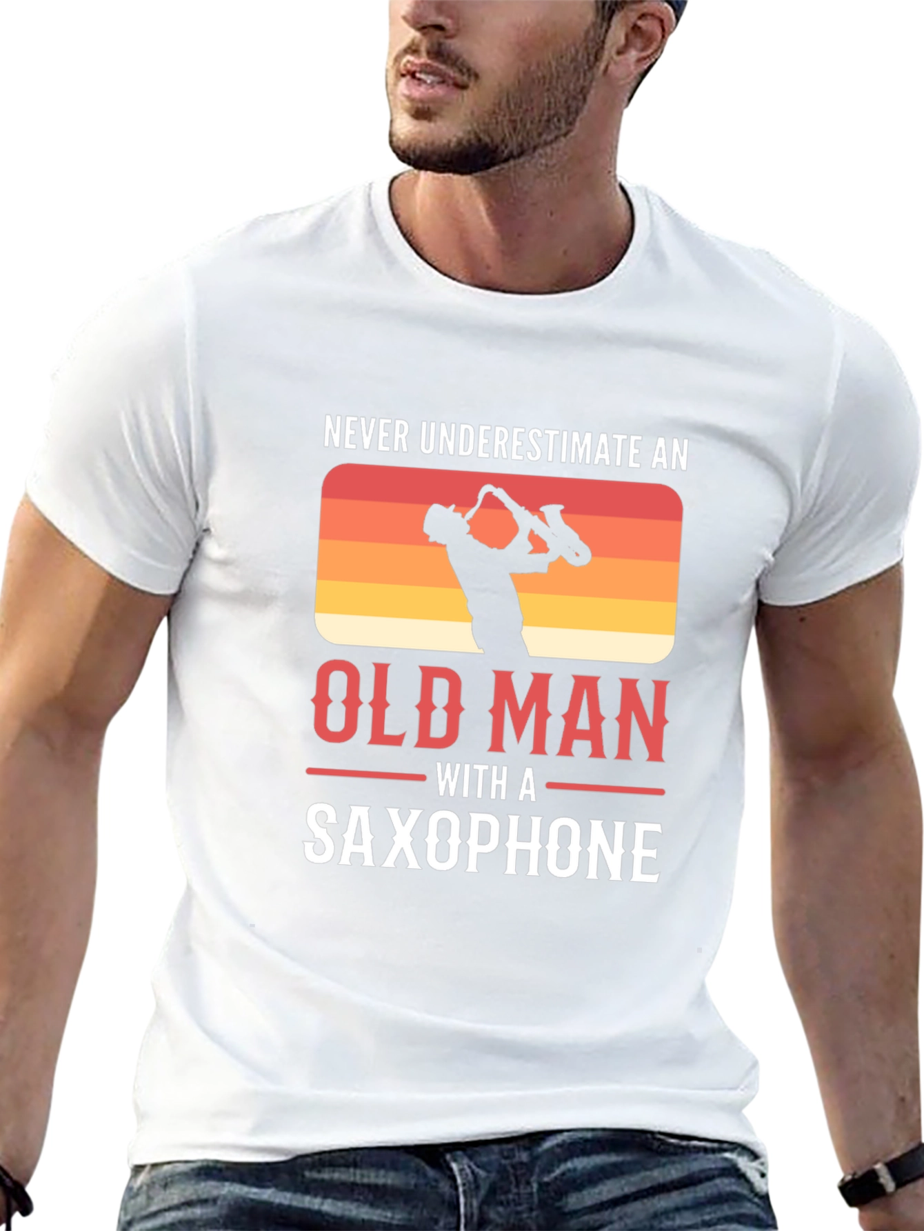 Old Man Saxophone T-Shirt - Musician Gift