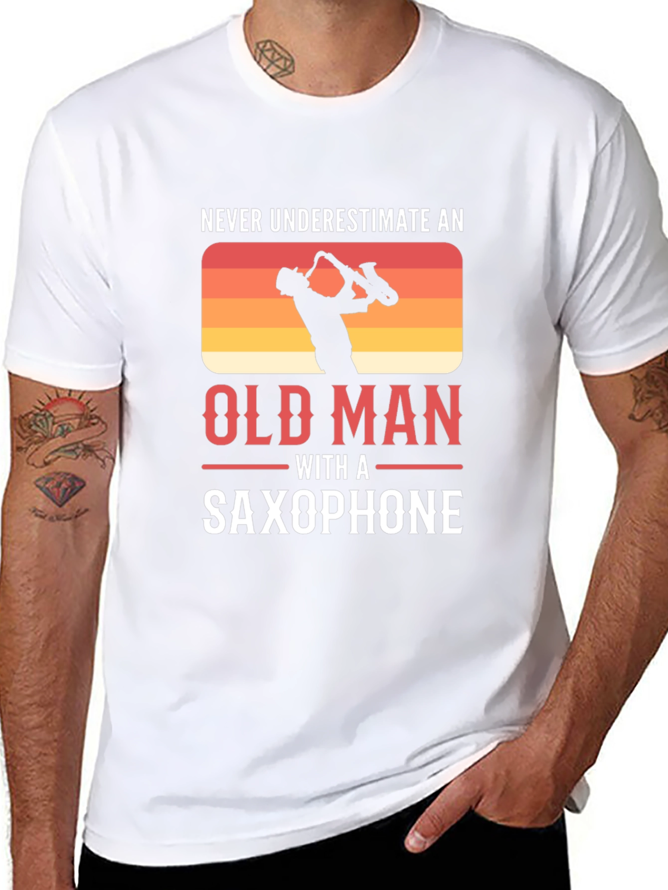 Old Man Saxophone T-Shirt - Musician Gift
