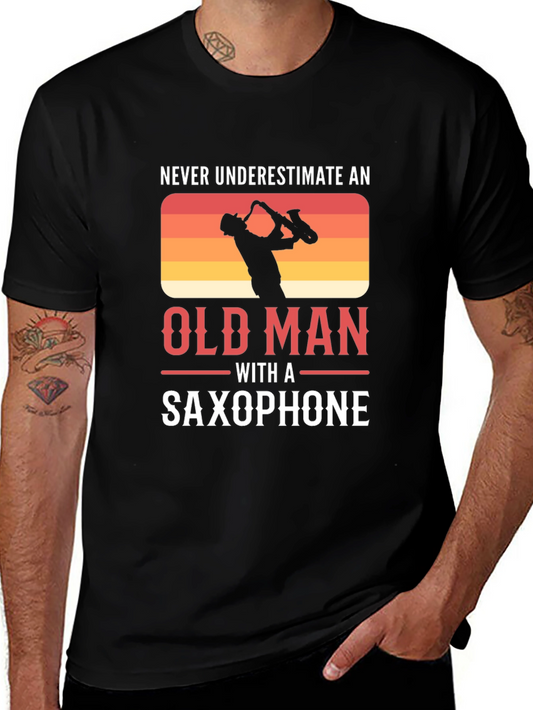 Old Man Saxophone T-Shirt - Musician Gift