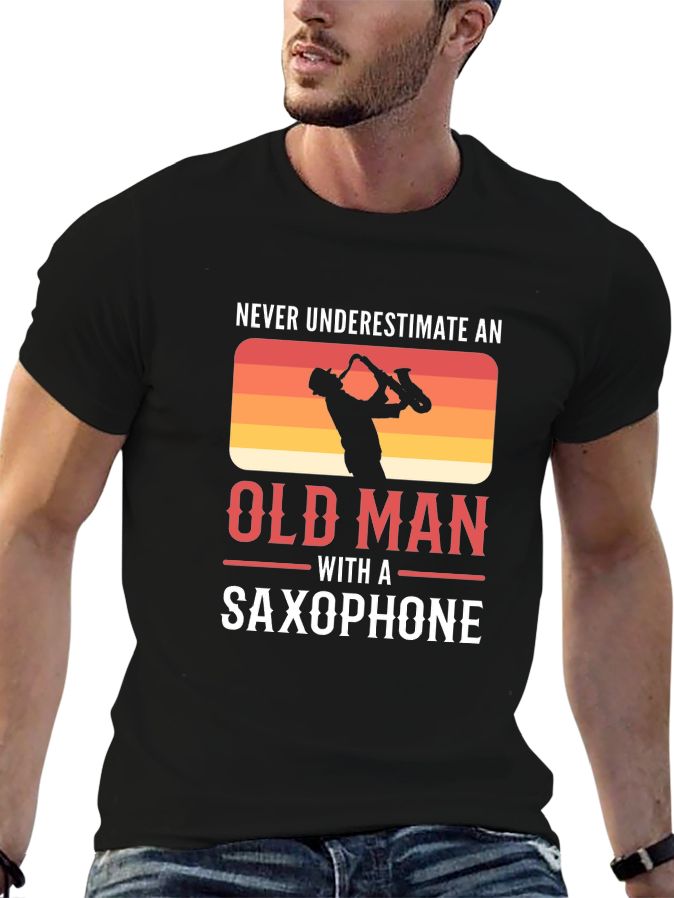 Old Man Saxophone T-Shirt - Musician Gift