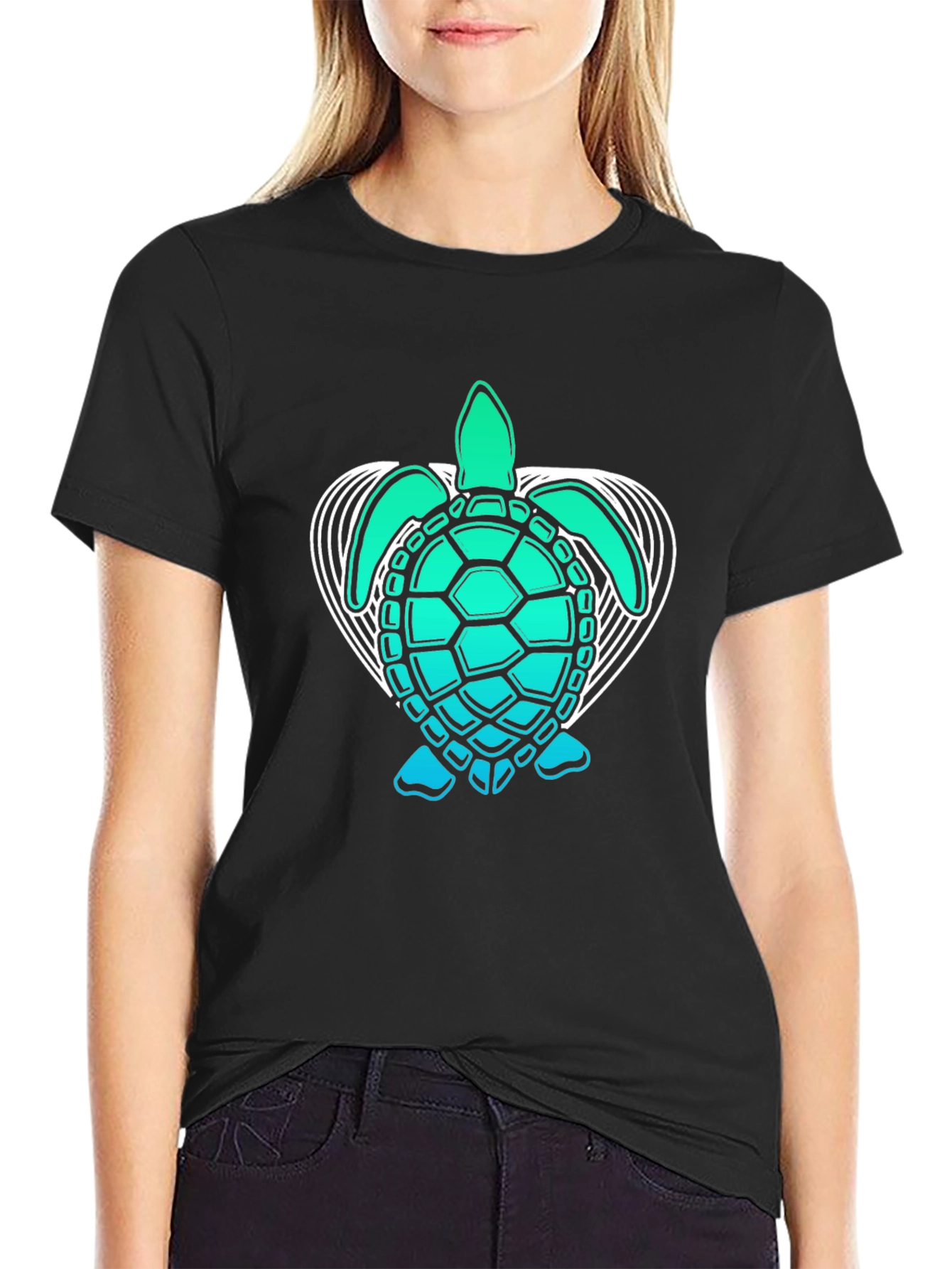 Sea Turtle Graphic Tee - Black Cotton Comfort