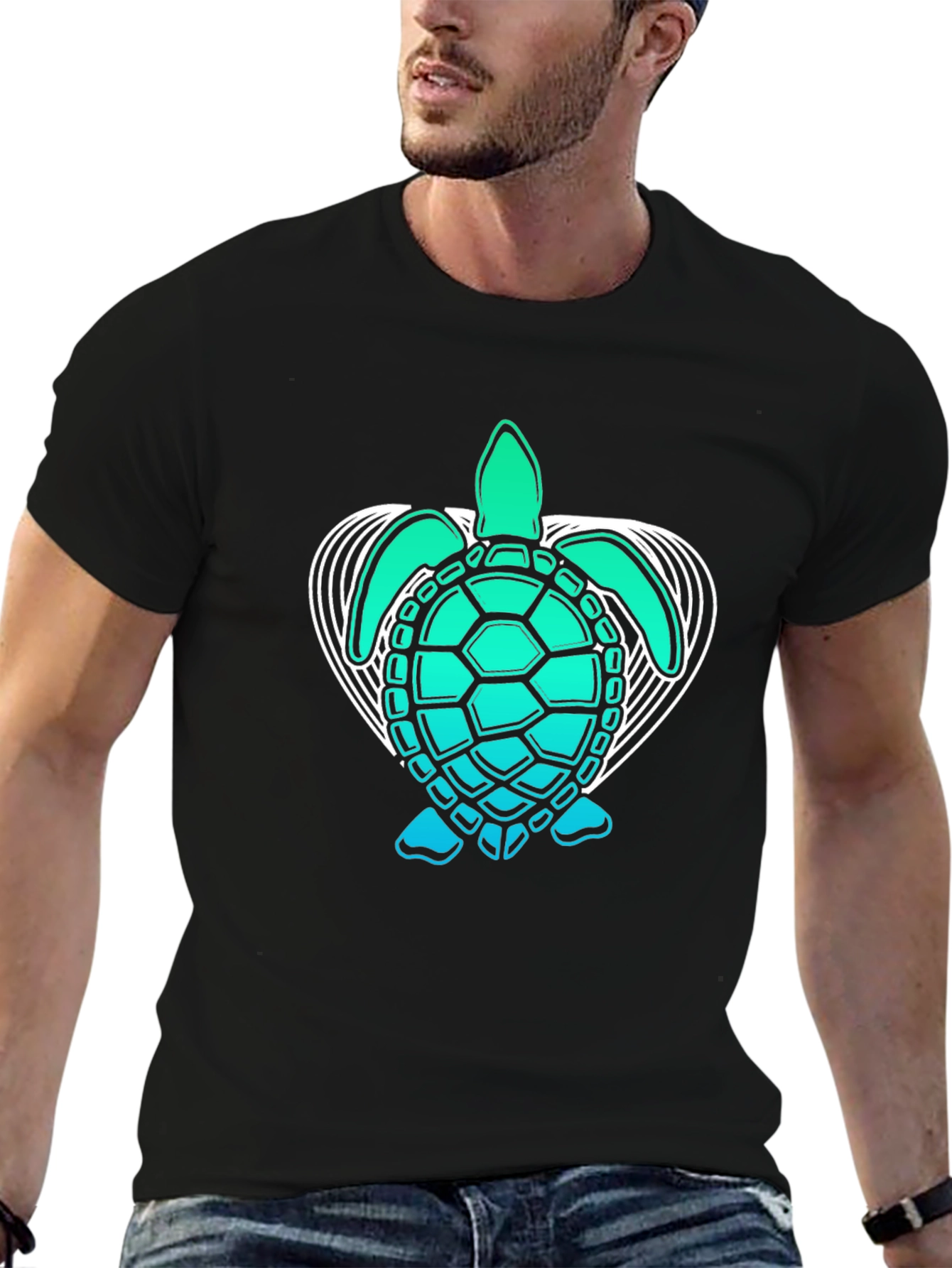 Sea Turtle Graphic Tee - Black Cotton Comfort