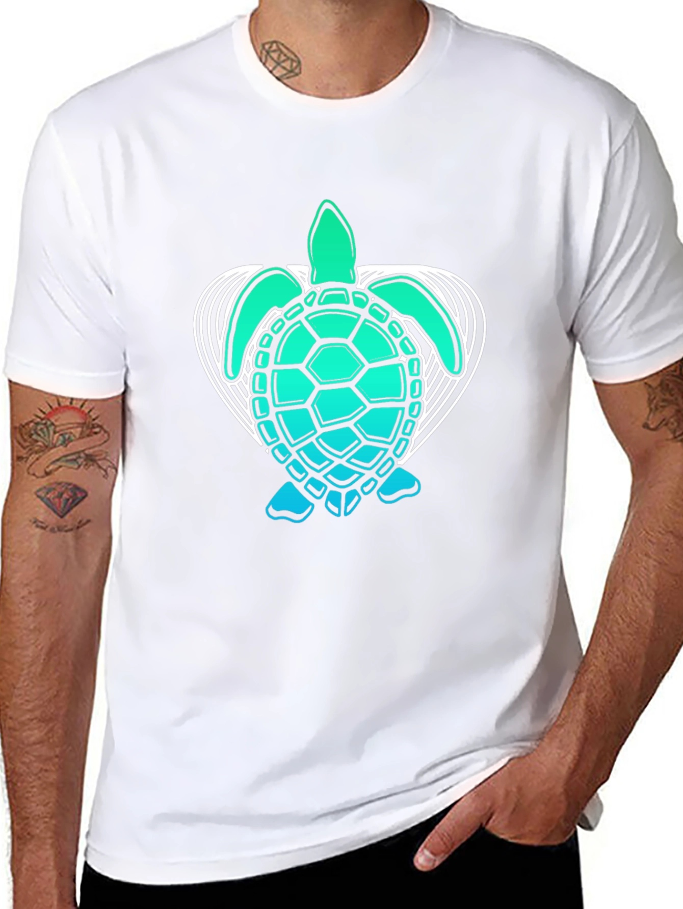 Sea Turtle Graphic Tee - Black Cotton Comfort
