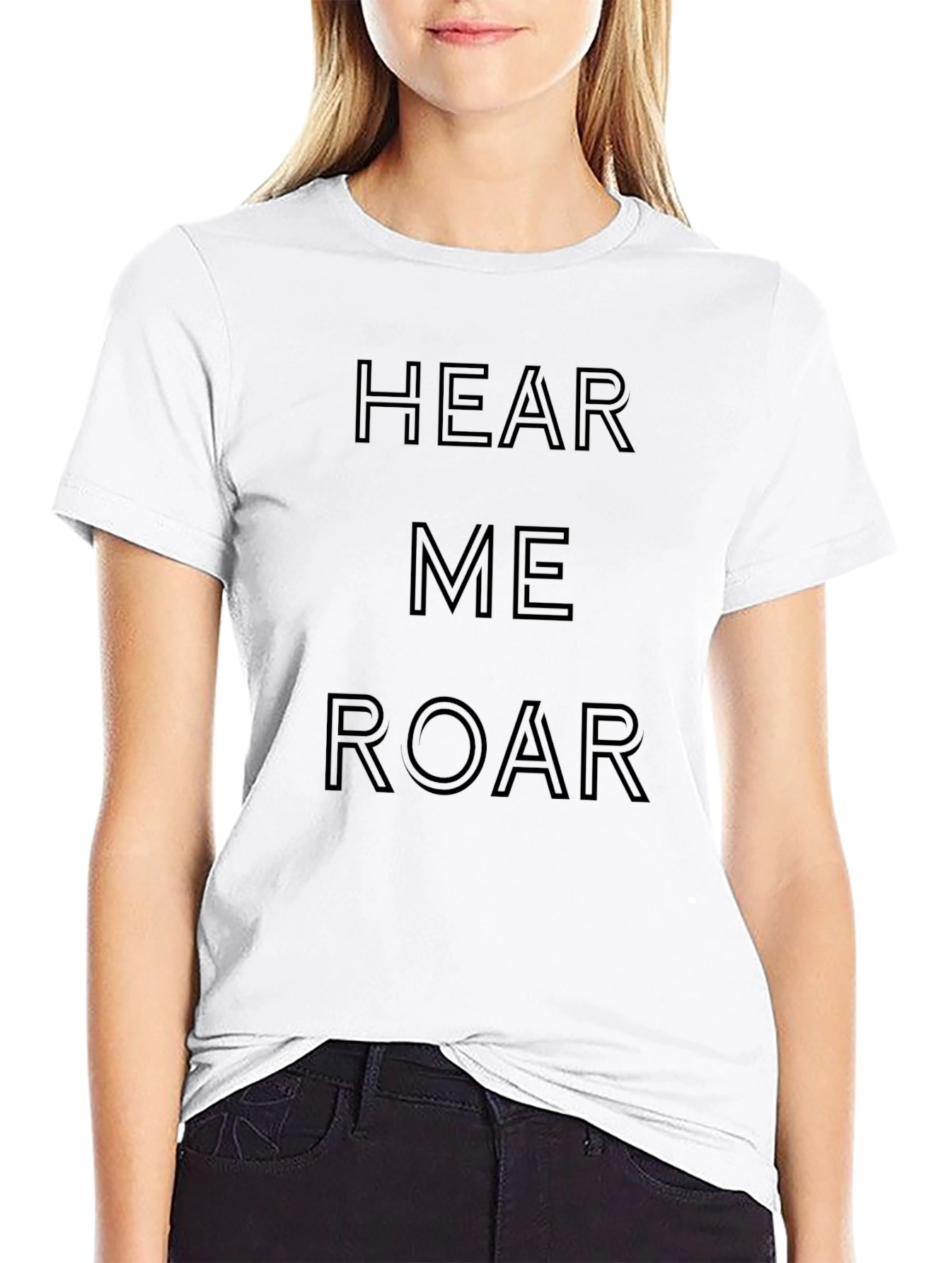 Hear Me Roar Mens Black Graphic T-Shirt