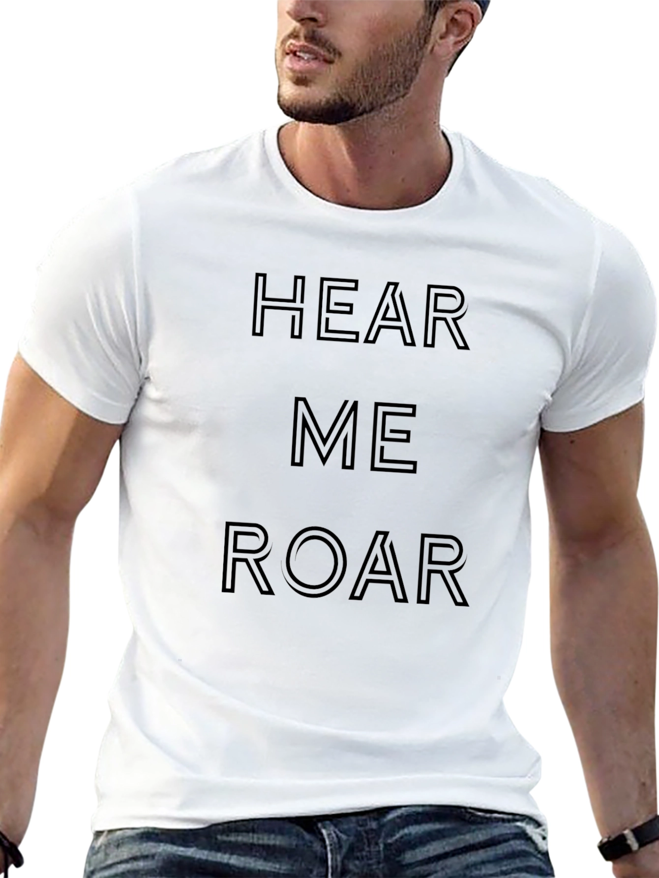 Hear Me Roar Mens Black Graphic T-Shirt