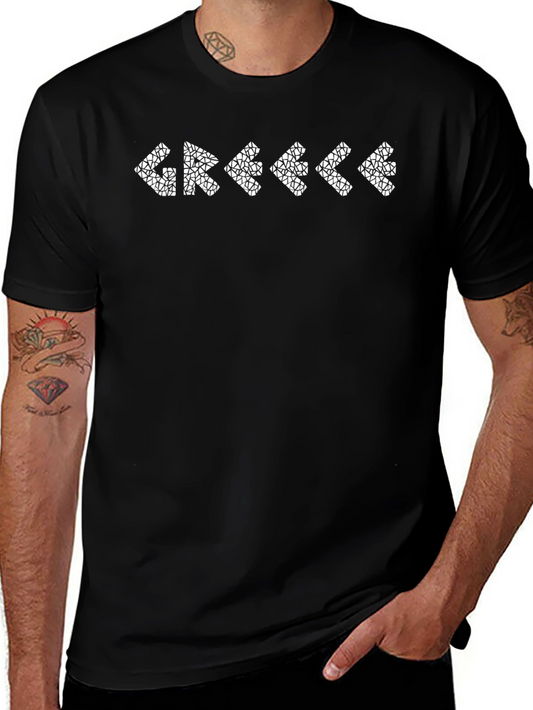 Greek Inspired Patterned Black T-Shirt