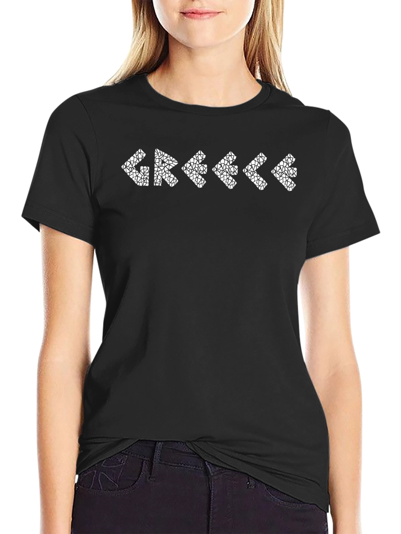 Greek Inspired Patterned Black T-Shirt
