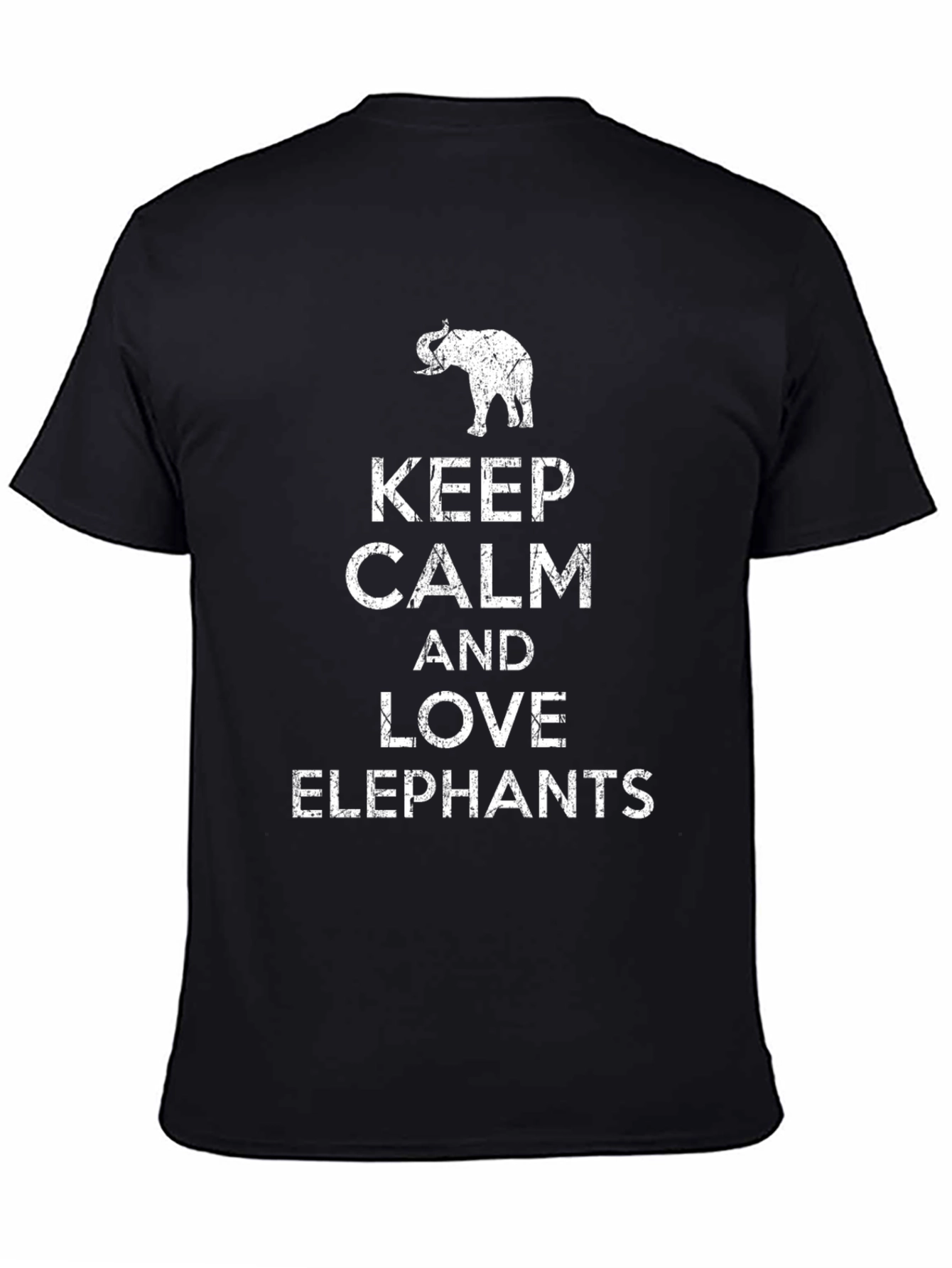 Keep Calm Love Elephants Graphic Tee - Black