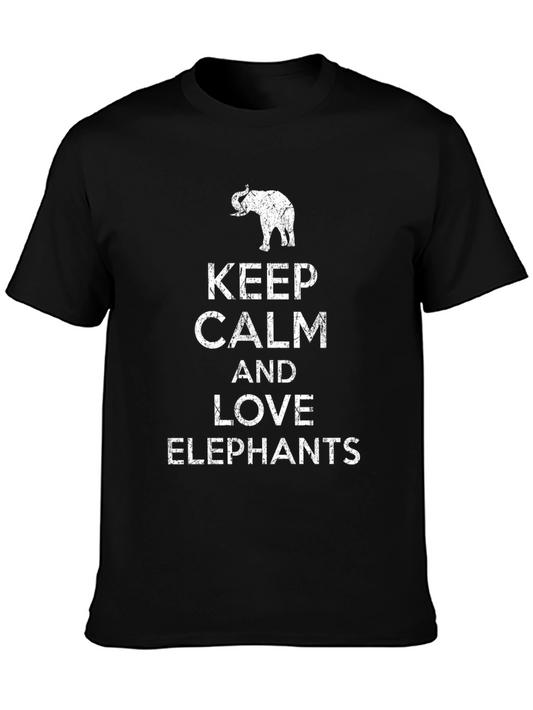 Keep Calm Love Elephants Graphic Tee - Black