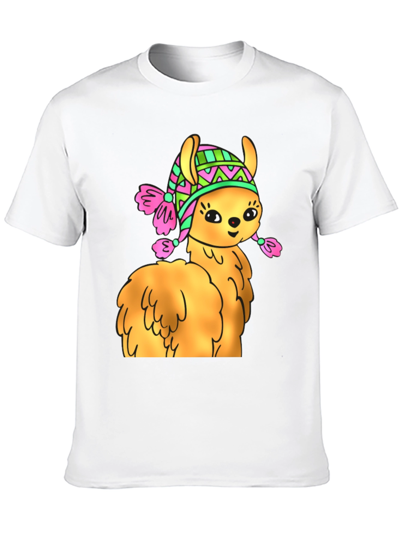 Cute Llama Wearing Hat T-Shirt