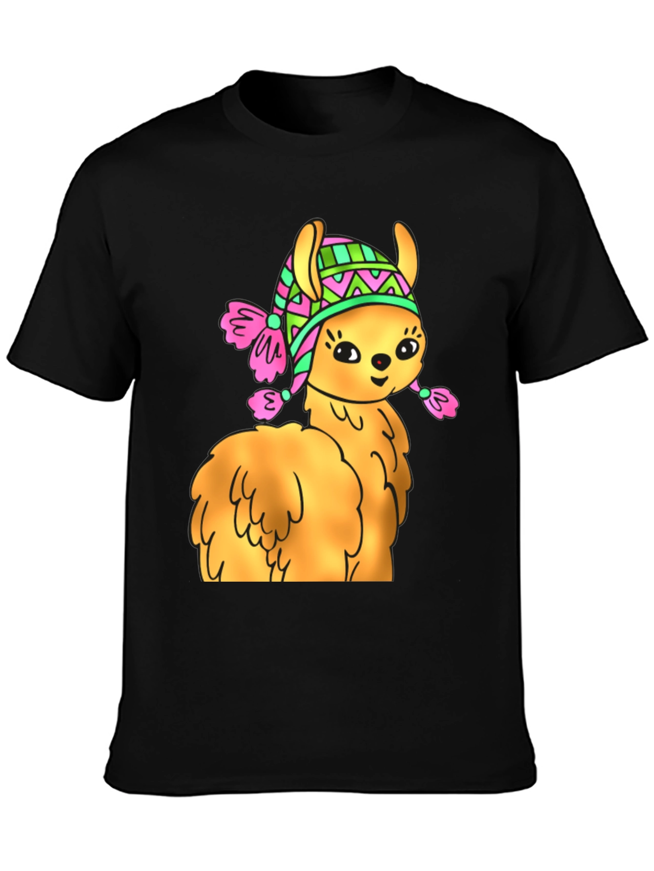 Cute Llama Wearing Hat T-Shirt