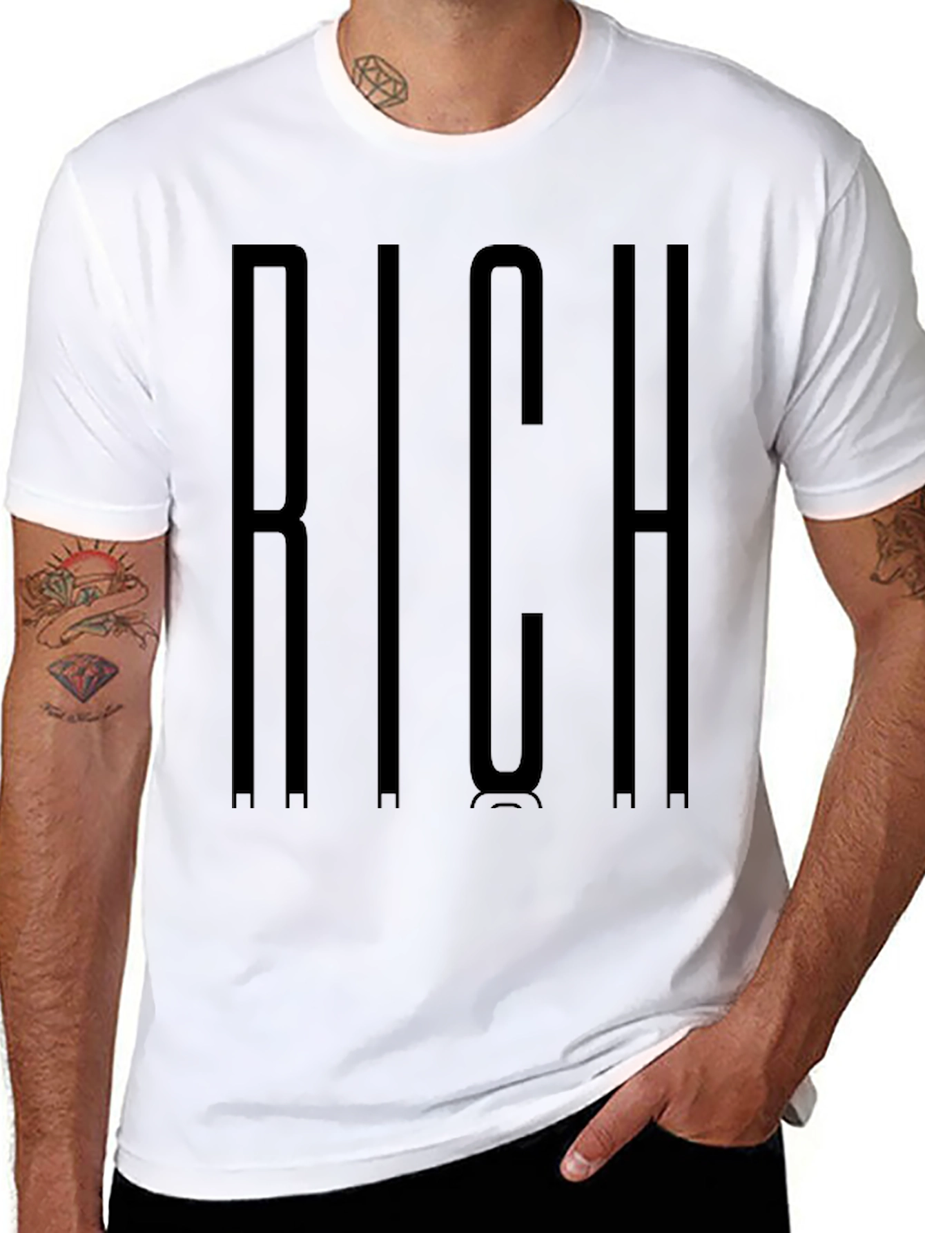 Black RICH Graphic Crewneck T-Shirt