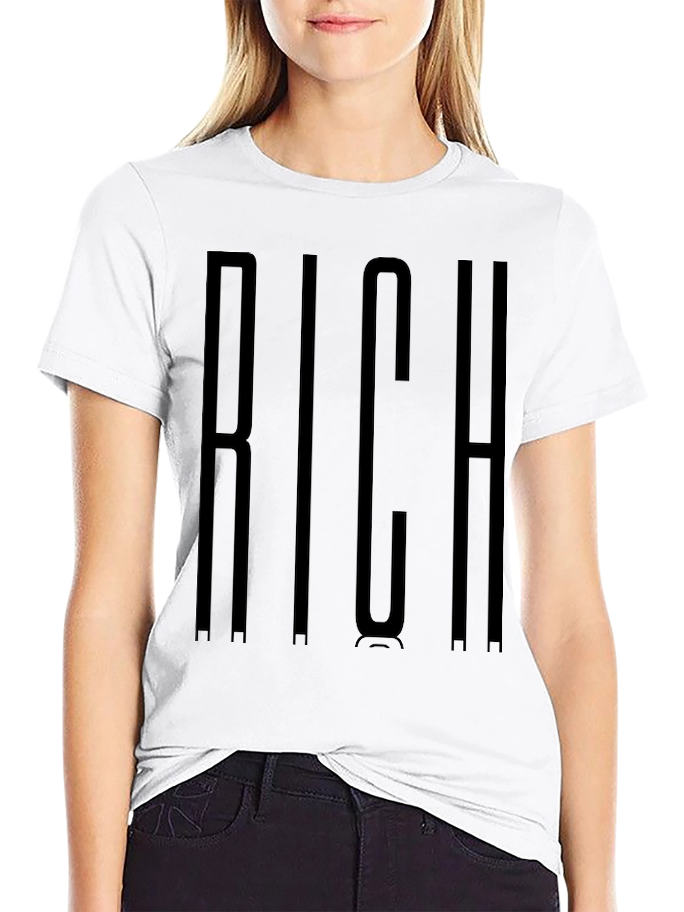 Black RICH Graphic Crewneck T-Shirt