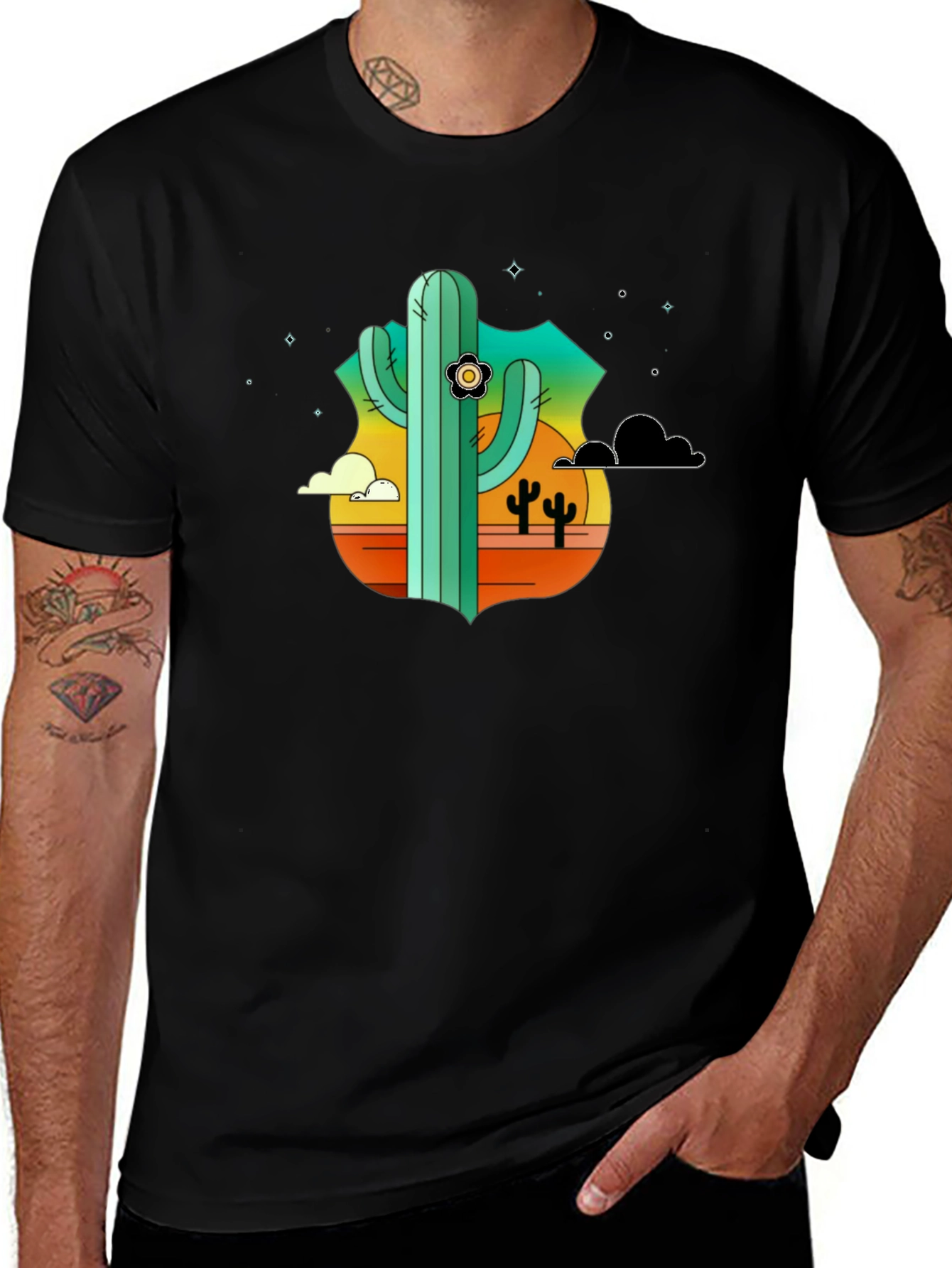 Cactus Desert Black T-Shirt