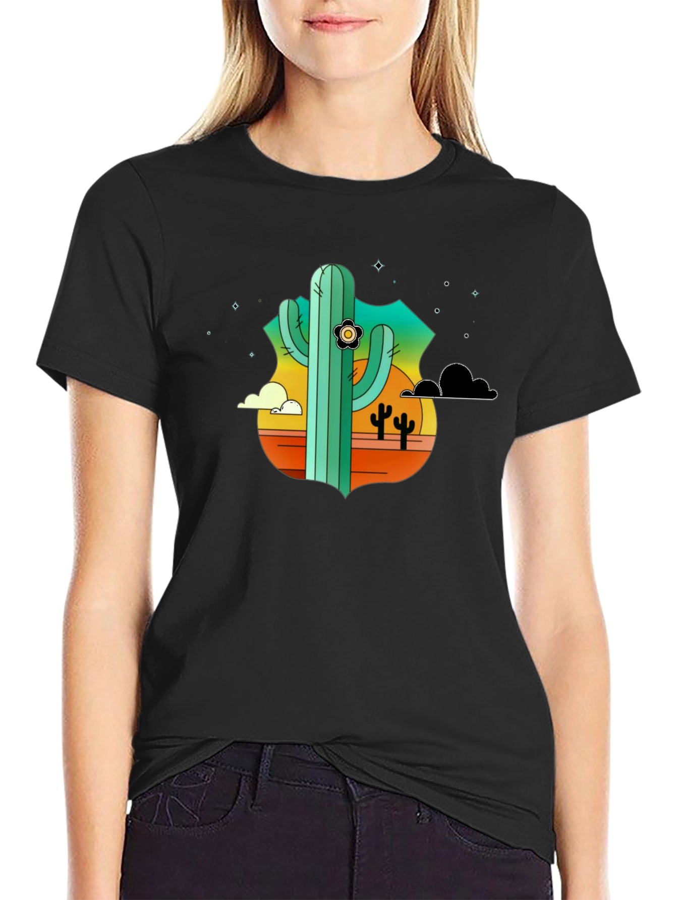 Cactus Desert Black T-Shirt