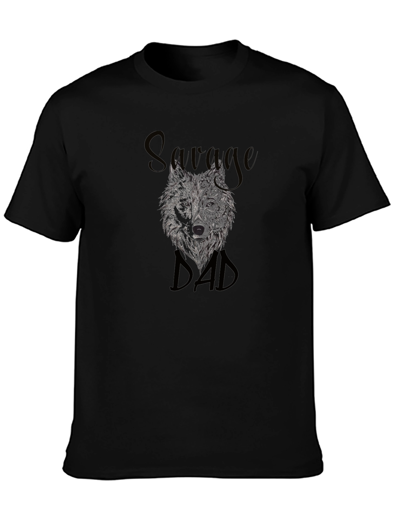 Savage Dad Wolf Graphic T-Shirt - Black
