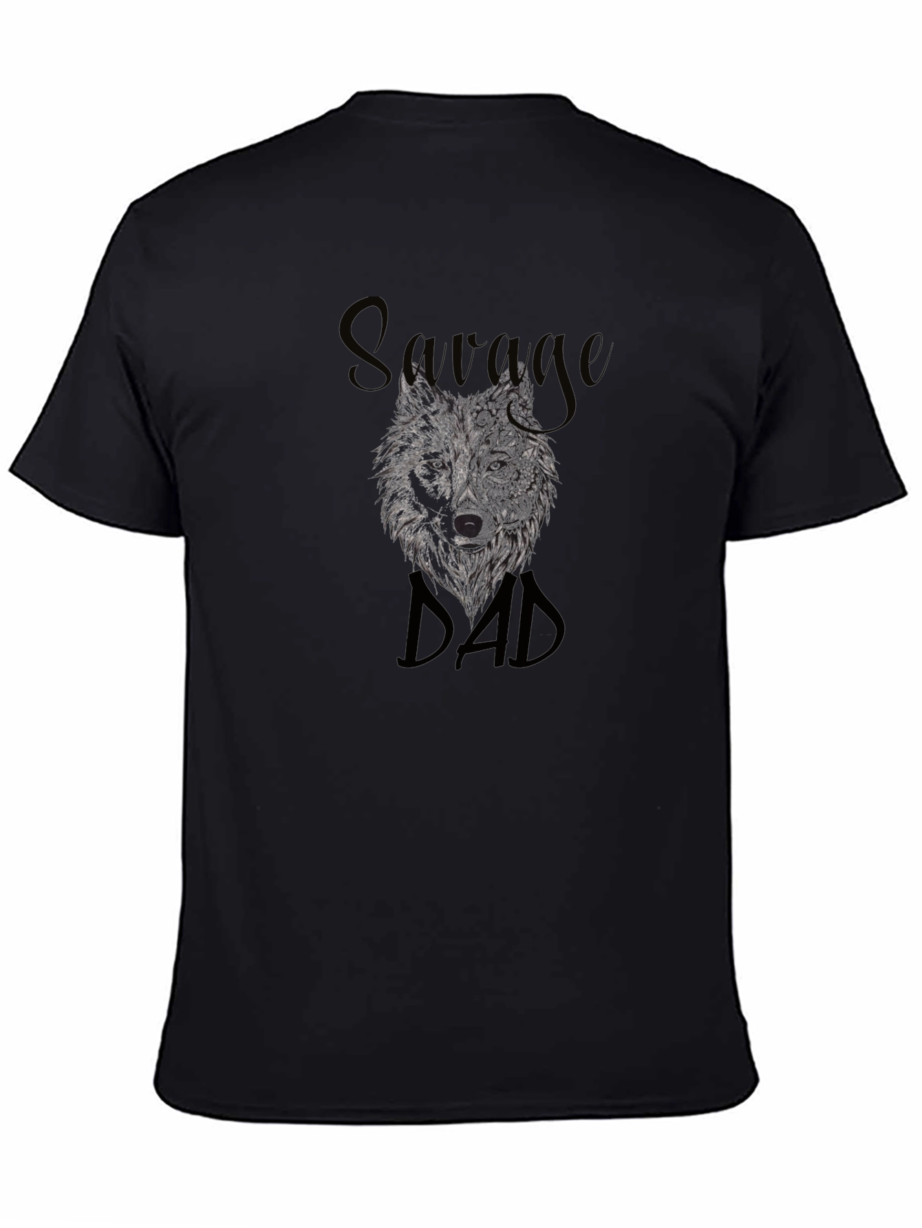 Savage Dad Wolf Graphic T-Shirt - Black