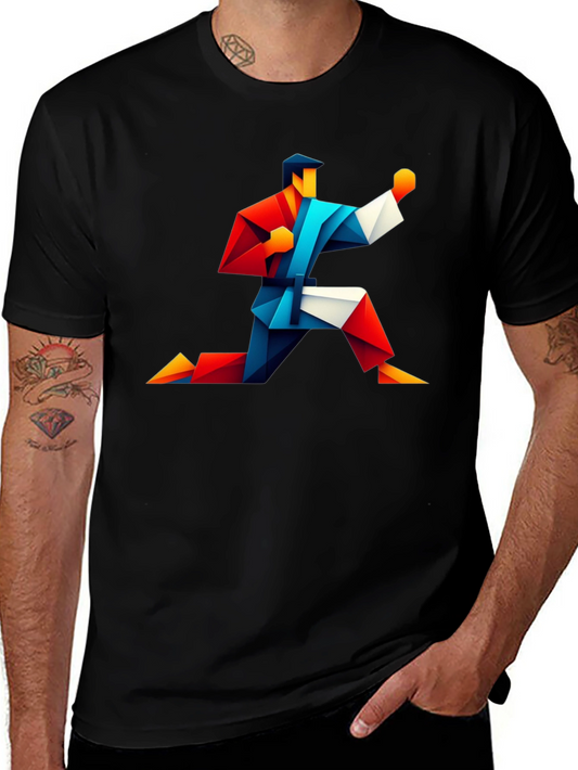 Geometric Karate Graphic Tee - Black
