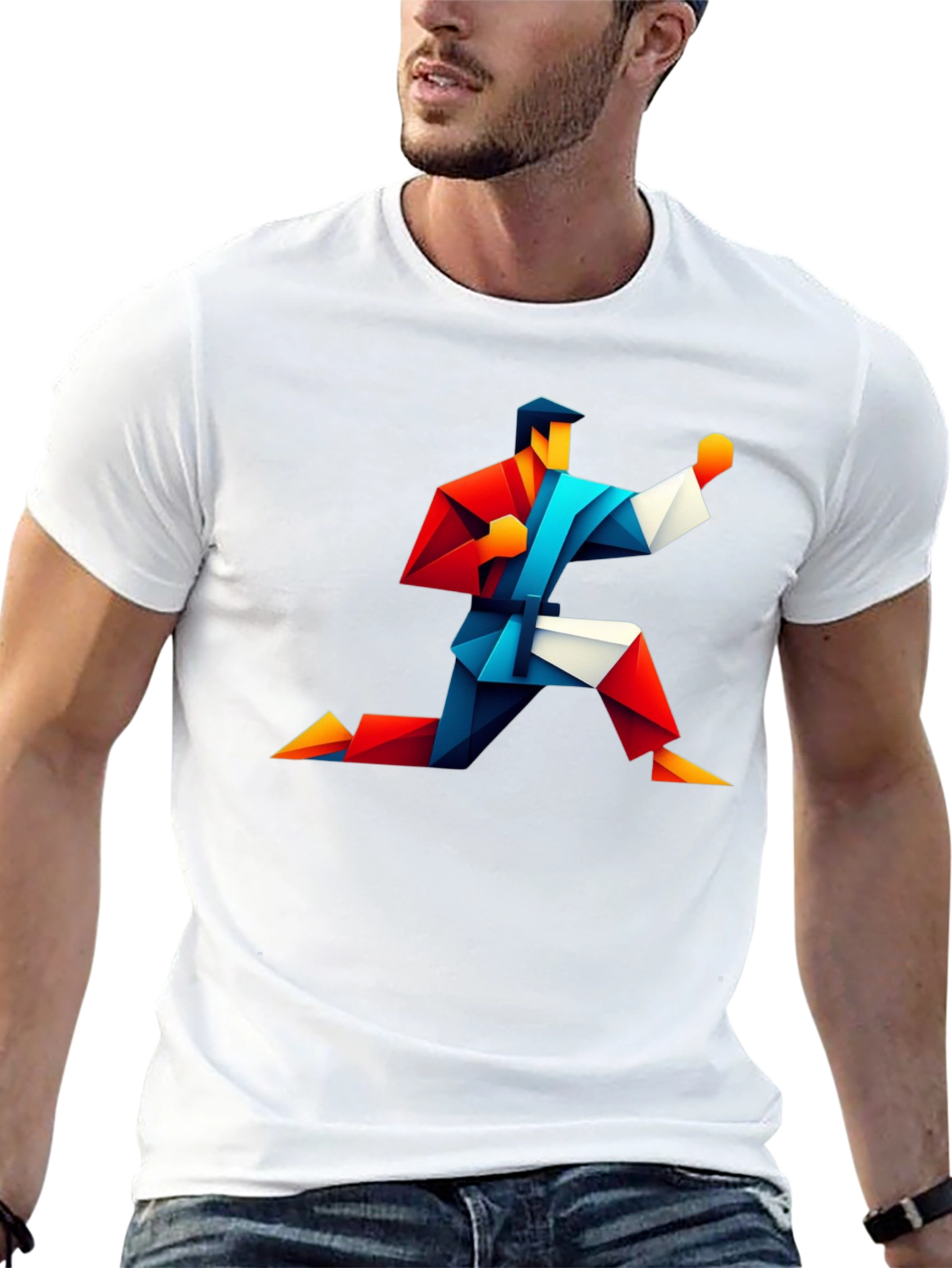 Geometric Karate Graphic Tee - Black