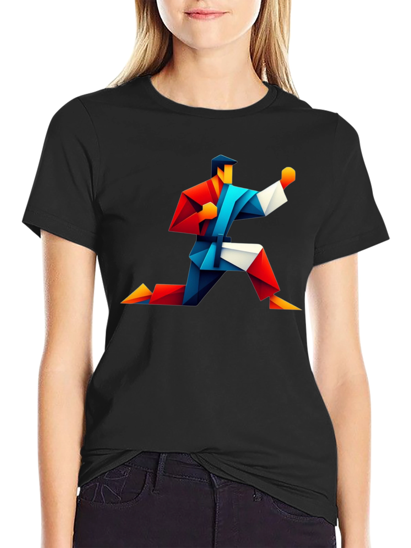 Geometric Karate Graphic Tee - Black