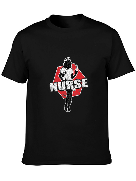 Nurse Retro Graphic T-Shirt - Black Cotton