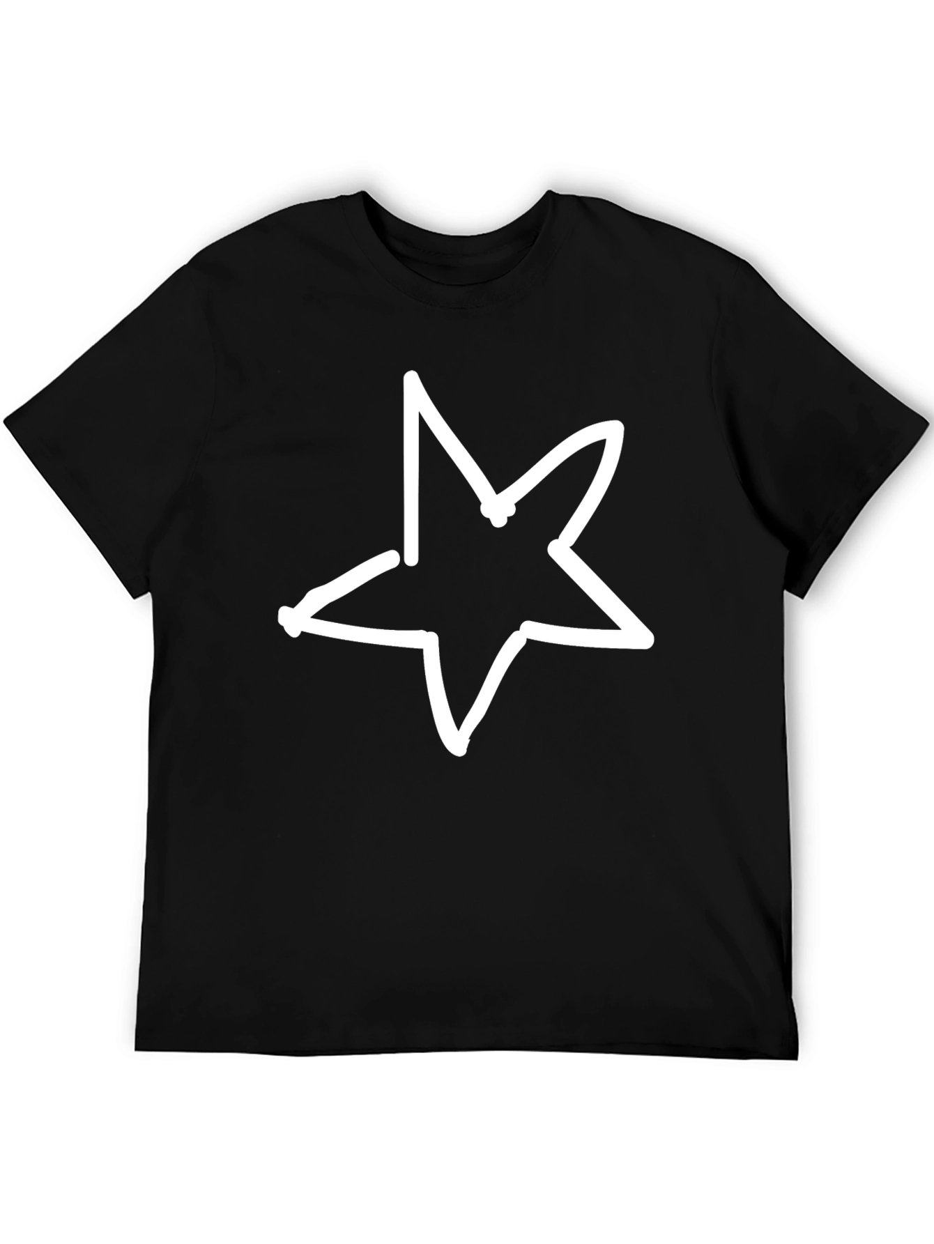 Black T-Shirt with Star Graphic Print