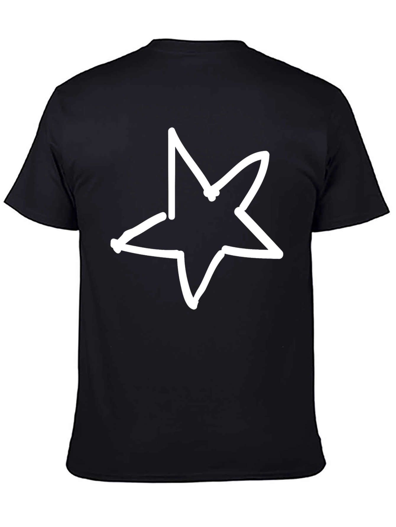 Black T-Shirt with Star Graphic Print