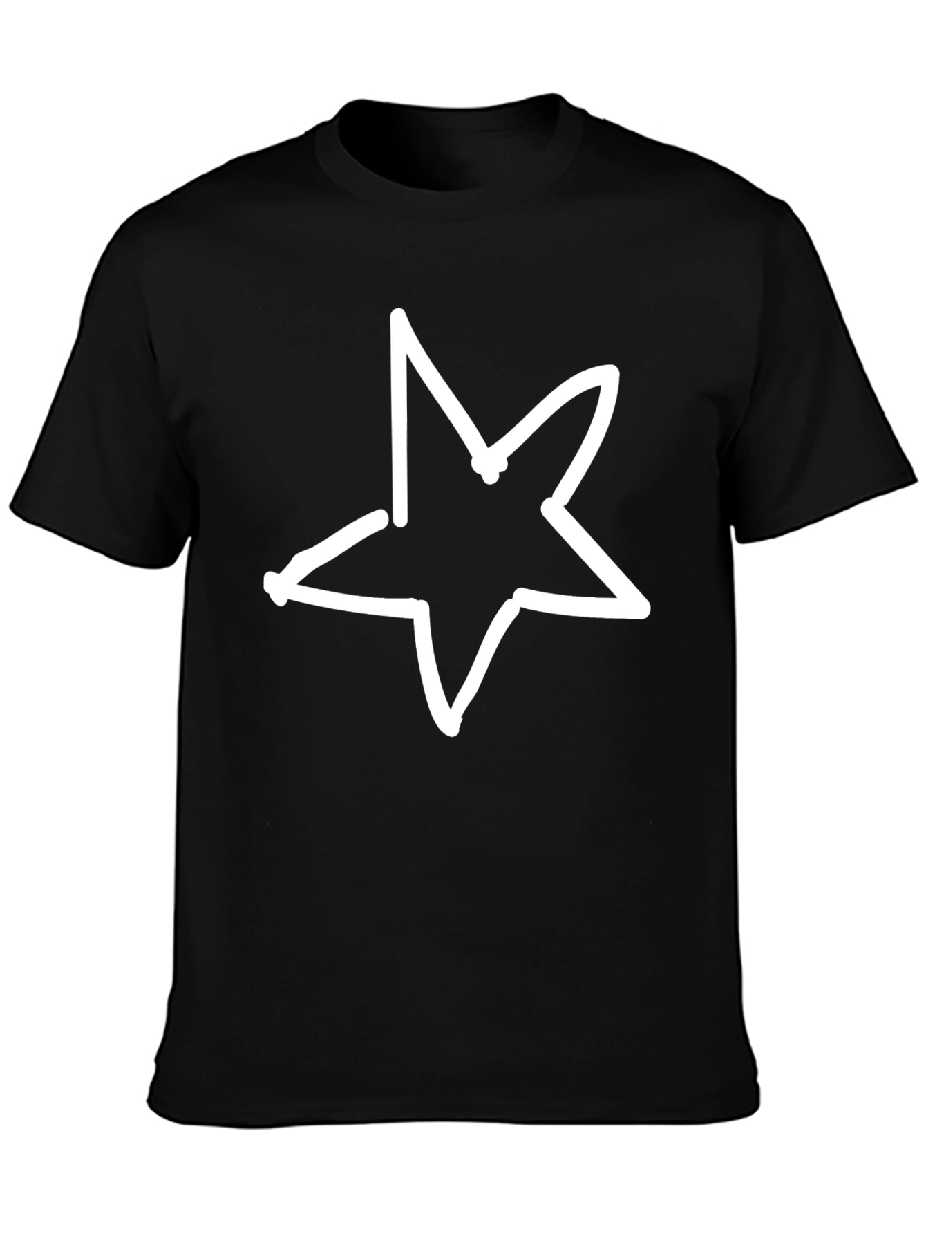 Black T-Shirt with Star Graphic Print