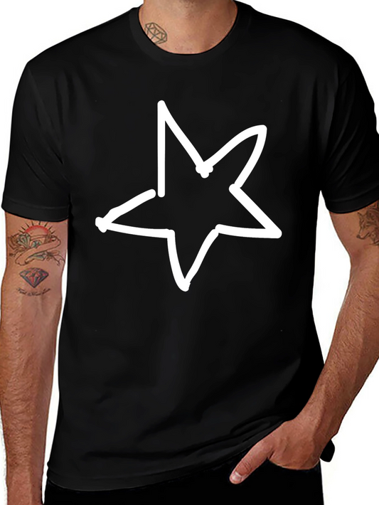 Black T-Shirt with Star Graphic Print