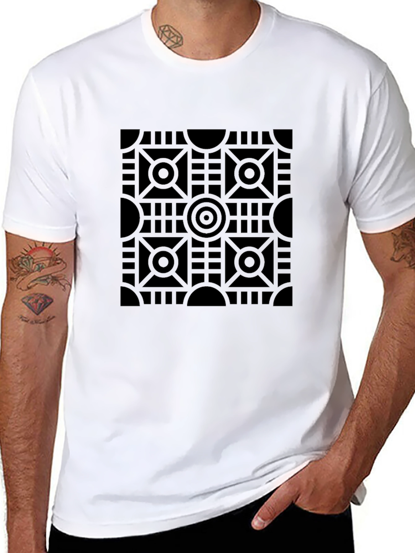 Geometric Pattern Black T-Shirt
