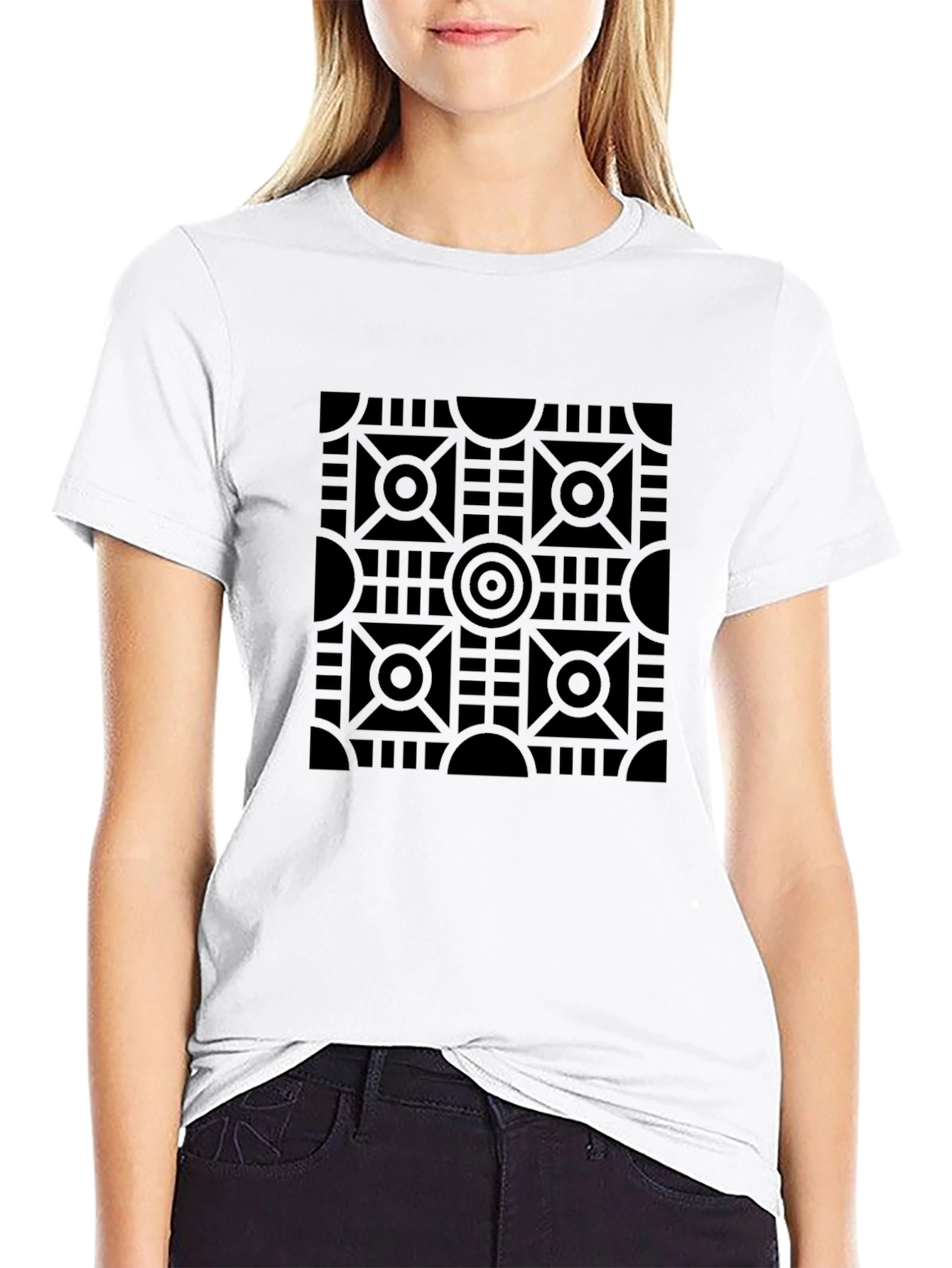 Geometric Pattern Black T-Shirt