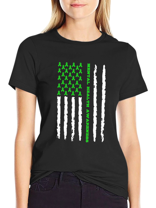 Mental Health Awareness Ribbon Flag Graphic Tee